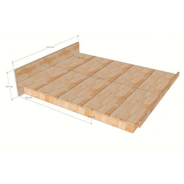 Giường ngủ 150x180cm gỗ cao su GN68075