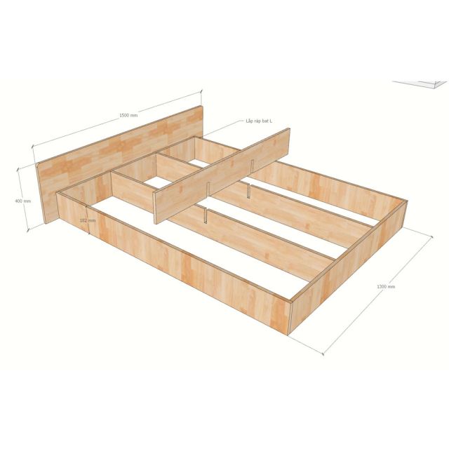Giường ngủ 150x180cm gỗ cao su GN68075