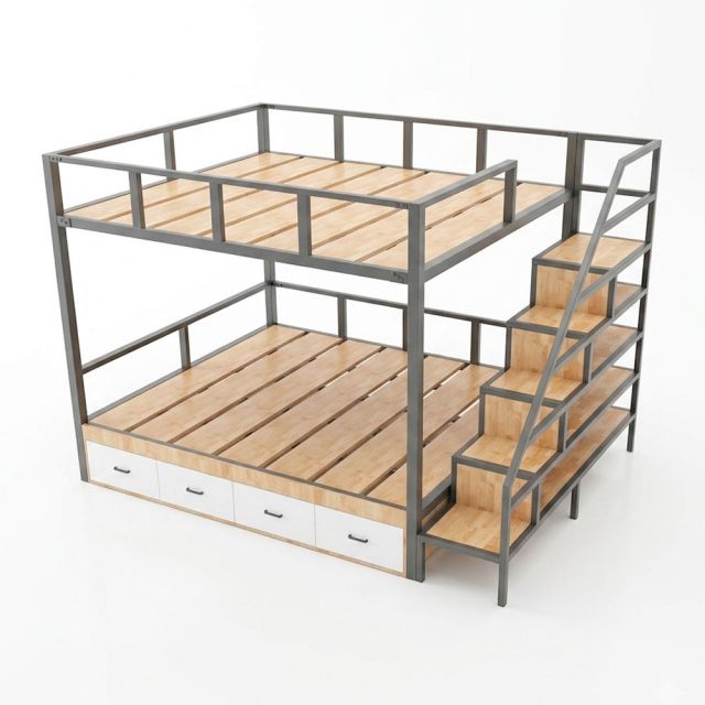 Giường tầng lắp ráp cho nệm 180x200cm gỗ cao su GT021