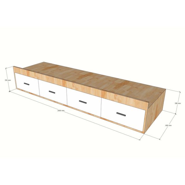 Giường tầng lắp ráp cho nệm 180x200cm gỗ cao su GT021