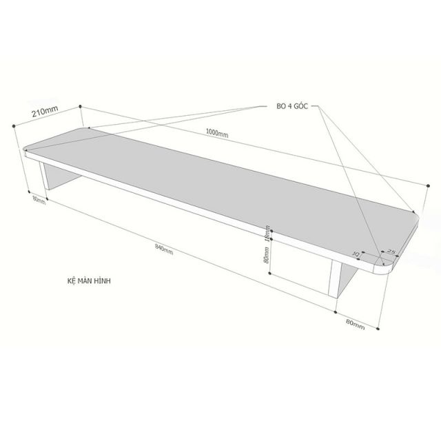 Kệ để màn hình 100x21x10cm gỗ otim phủ veneer sồi MS68026