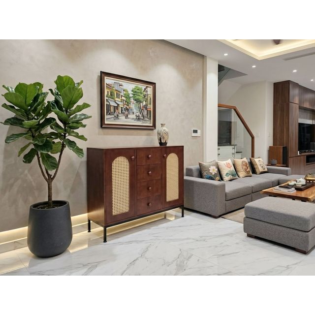 Tủ trang trí 100x35x85cm gỗ cao su KTB68278