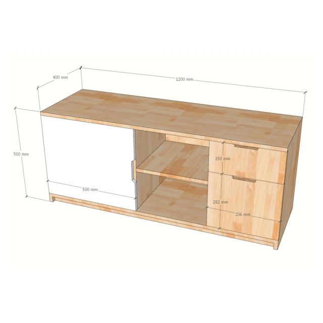 Tủ kệ TV 120x40x50cm gỗ cao su KTV68140