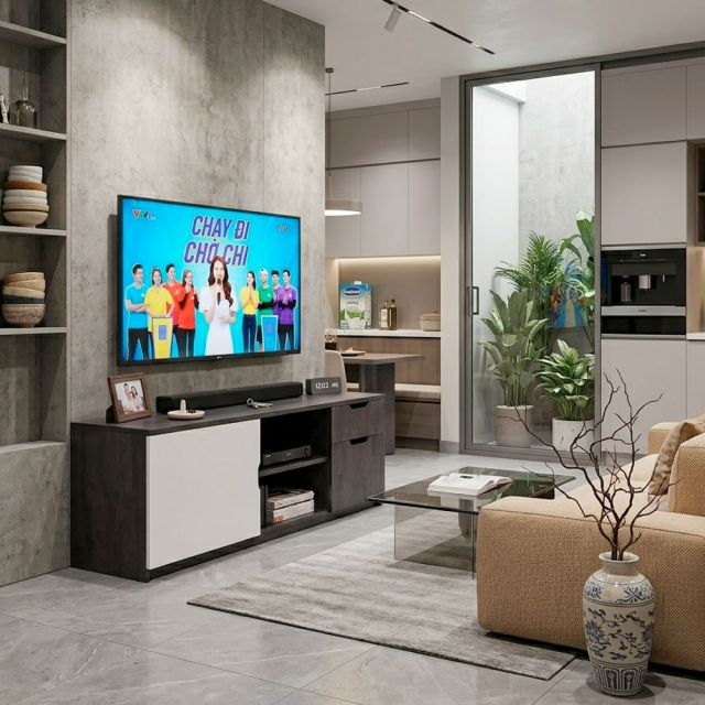 Tủ kệ TV 120x40x50cm gỗ cao su KTV68140