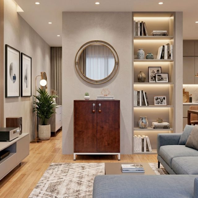 Kệ tủ trang trí 56x40x180cm gỗ cao su KTT68083