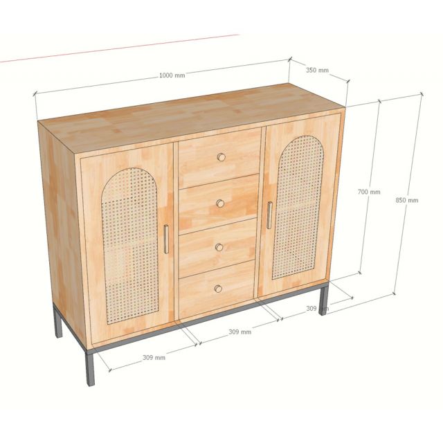 Tủ trang trí 100x35x85cm gỗ cao su KTB68278