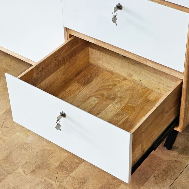 Tủ trang trí 150x50x94cm gỗ cao su KTB68277