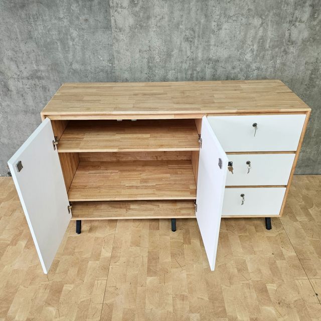 Tủ trang trí 150x50x94cm gỗ cao su KTB68277