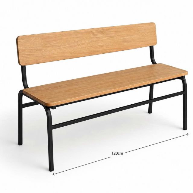 Ghế băng dài có tựa lưng 120x40cm gỗ cao su GBD081