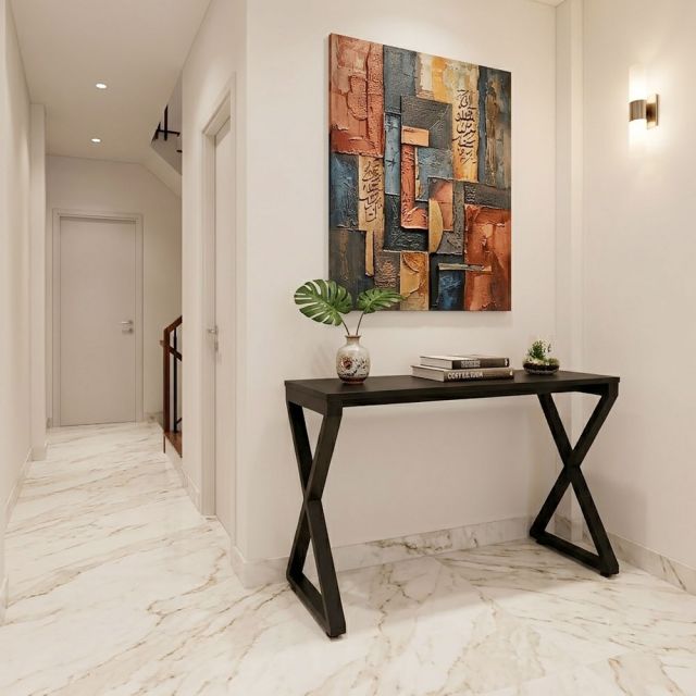 Bàn console 120x40x70cm chân chữ X gỗ cao su TT68375