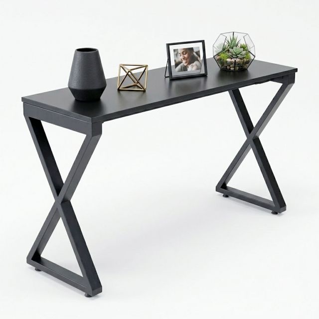 Bàn console 120x40x70cm chân chữ X gỗ cao su TT68375