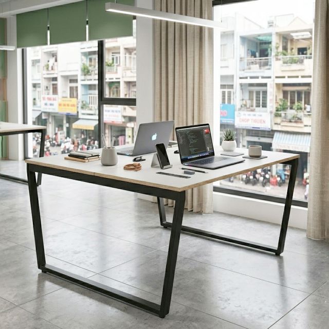 Bàn cụm 2 người 120x120cm gỗ plywood màu HBTC054