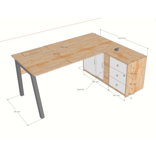 Bàn gác tủ 180x120cm gỗ plywood hệ PLY HBPL042