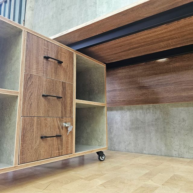 Bàn làm việc 160x70cm kèm tủ di động gỗ plywood HBRT141
