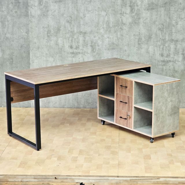 Bàn làm việc 160x70cm kèm tủ di động gỗ plywood HBRT141