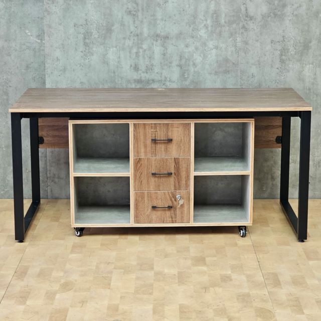 Bàn làm việc 160x70cm kèm tủ di động gỗ plywood HBRT141