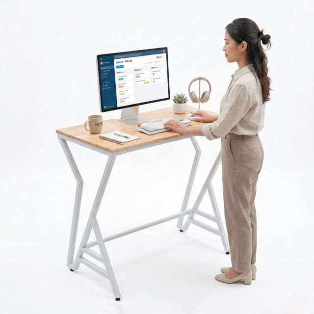 Bàn làm việc đứng 100x60x105cm gỗ cao su STD68051