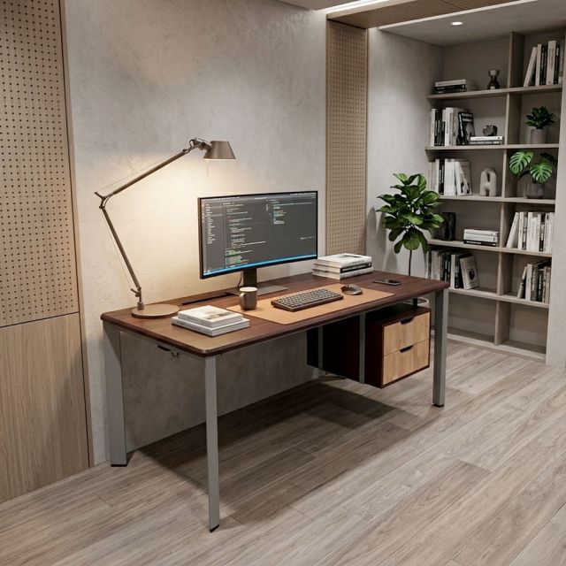 Bàn có tủ treo 160x70cm gỗ tự nhiên HBTA027