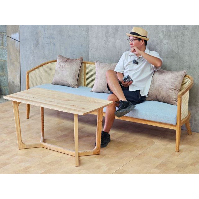 Ghế sofa băng Harvey dài 2m gỗ Ash lưới mây SFB68122