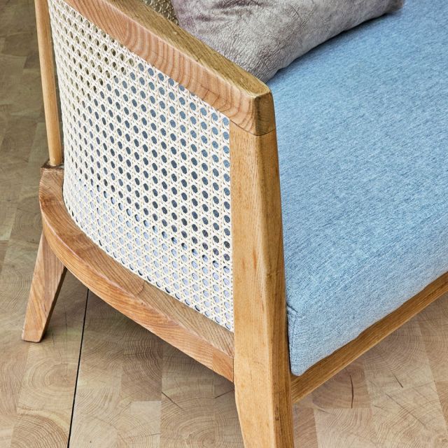 Ghế sofa băng Harvey dài 2m gỗ Ash lưới mây SFB68122