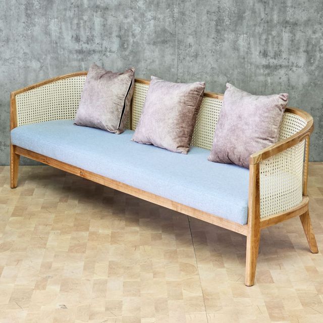 Ghế sofa băng Harvey dài 2m gỗ Ash lưới mây SFB68122