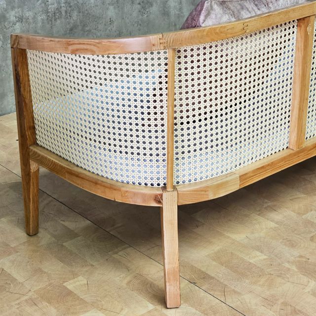 Ghế sofa băng Harvey dài 2m gỗ Ash lưới mây SFB68122