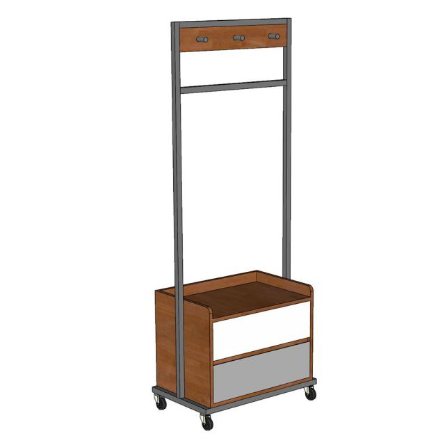 Tủ kệ quần áo di động gỗ cao su khung sắt - KQA68069