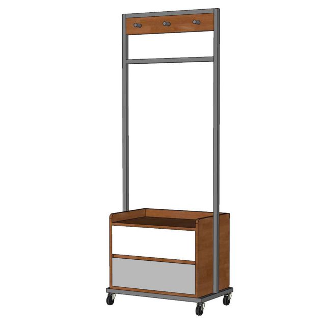Tủ kệ quần áo di động gỗ cao su khung sắt - KQA68069