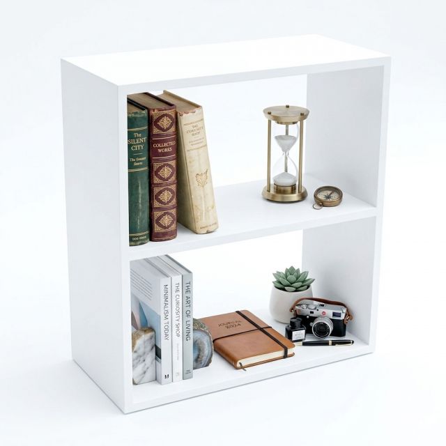 Kệ sách 2 tầng 60x28x65cm gỗ cao su KS68373