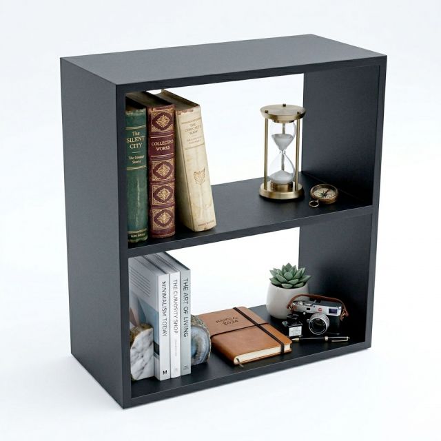 Kệ sách 2 tầng 60x28x65cm gỗ cao su KS68373