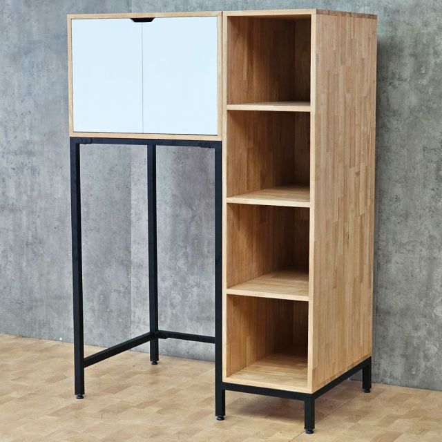 Kệ máy giặt liền tủ kệ 105x65x155cm gỗ cao su KMG68019