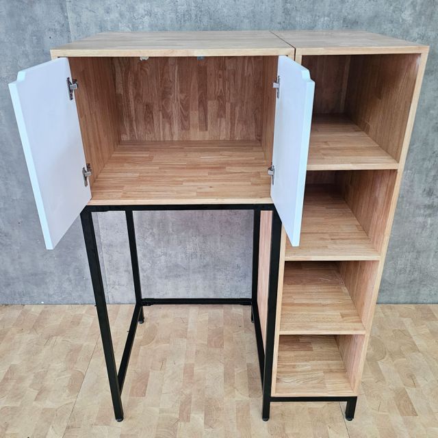 Kệ máy giặt liền tủ kệ 105x65x155cm gỗ cao su KMG68019