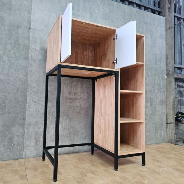 Kệ máy giặt liền tủ kệ 105x65x155cm gỗ cao su KMG68019