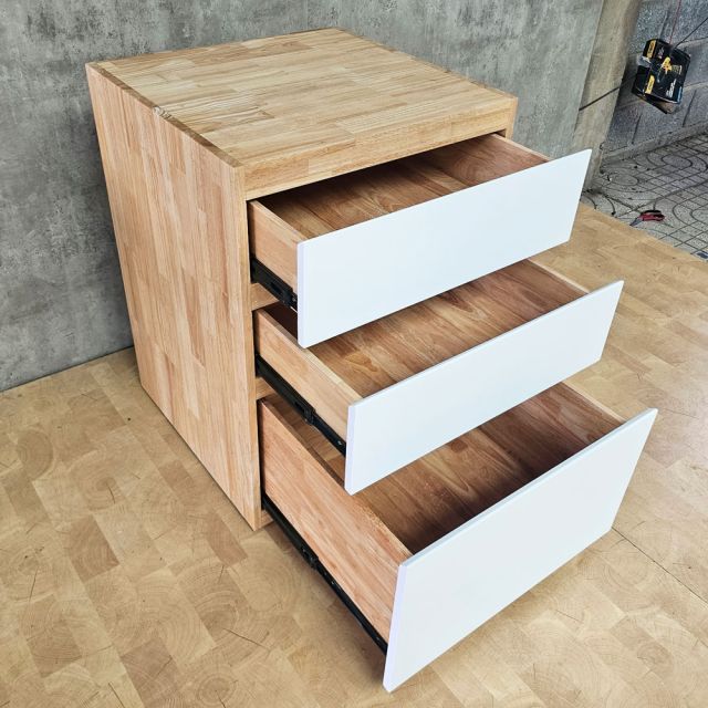 Module tủ bếp dưới 3 ngăn kéo 40x58x82cm gỗ cao su MTBD005