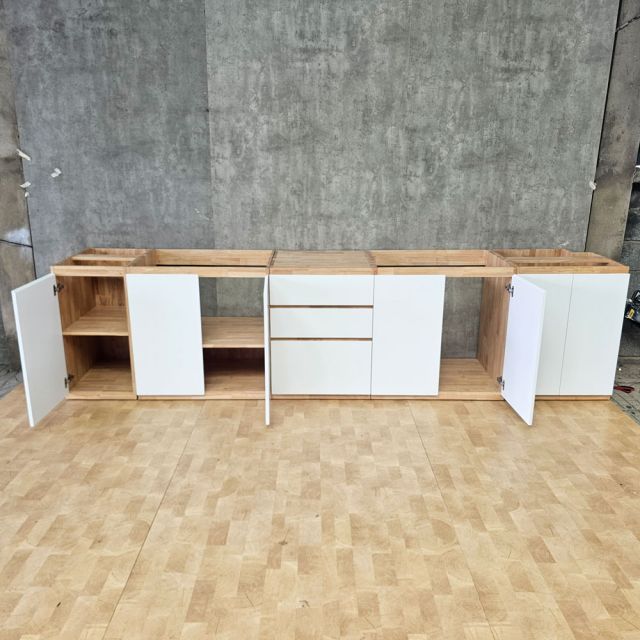Tủ bếp dưới 323x60x85cm mặt đá hoa cương gỗ cao su TBD68014