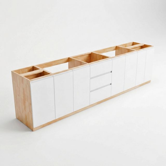 Tủ bếp dưới 323x60x85cm mặt đá hoa cương gỗ cao su TBD68014