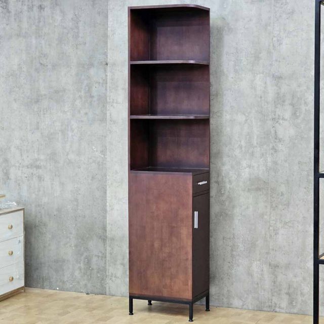 Tủ kệ góc tường 32x45x200cm gỗ cao su chân sắt KGT68061