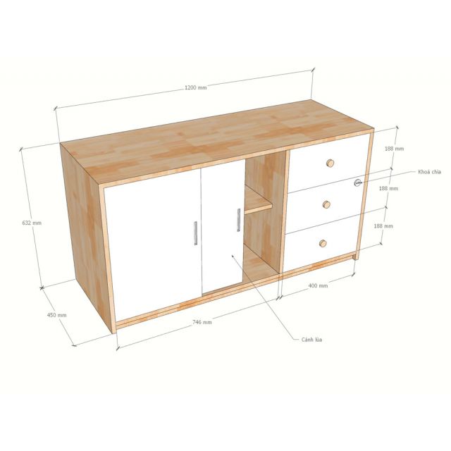Tủ hồ sơ thấp 120x45x63cm gỗ plywood TCN68099