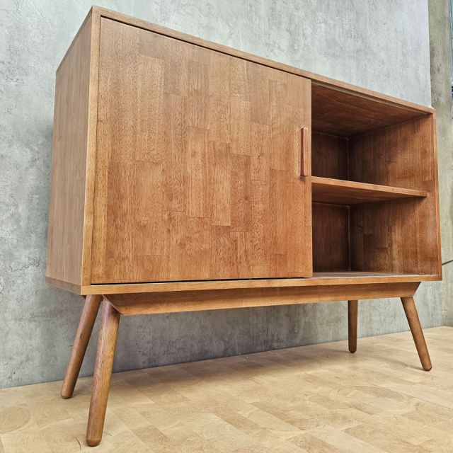 Tủ trang trí cửa lùa 120x40x85cm gỗ cao su KTB68280
