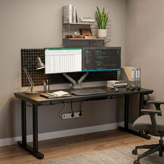 Bàn làm việc 200x70cm gỗ tràm chân sắt hệ TIO HBTO026