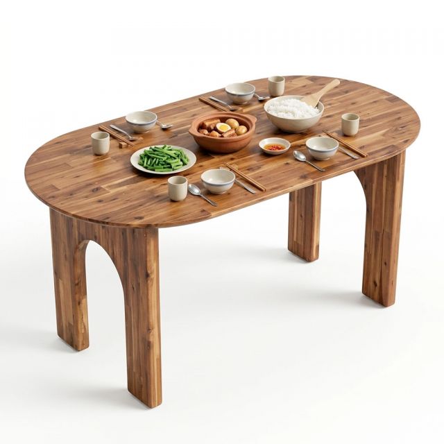 Bàn ăn Oval 160x80cm gỗ tràm BA68317