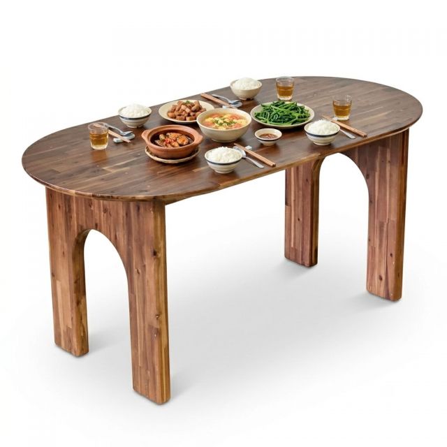 Bàn ăn Oval 160x80cm gỗ tràm BA68317