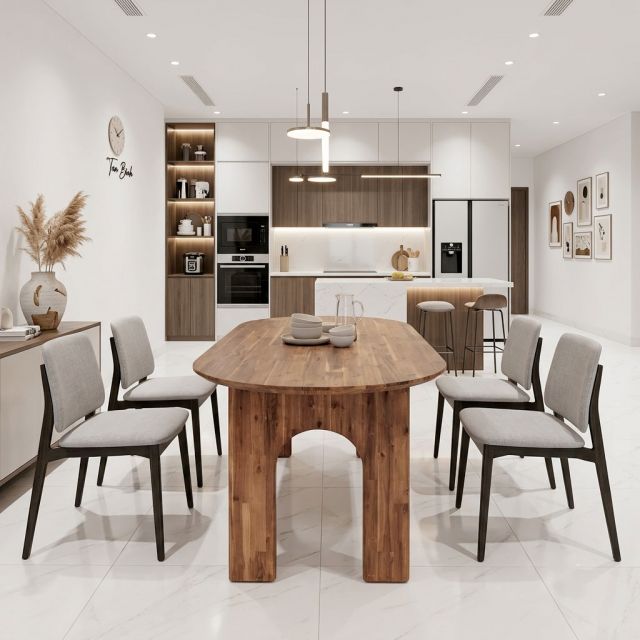 Bàn ăn Oval 160x80cm gỗ tràm BA68317
