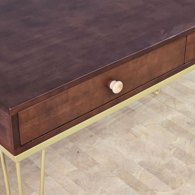 Bàn làm việc 2 hộc kéo 120x60cm gỗ cao su chân Hairpin BD68194