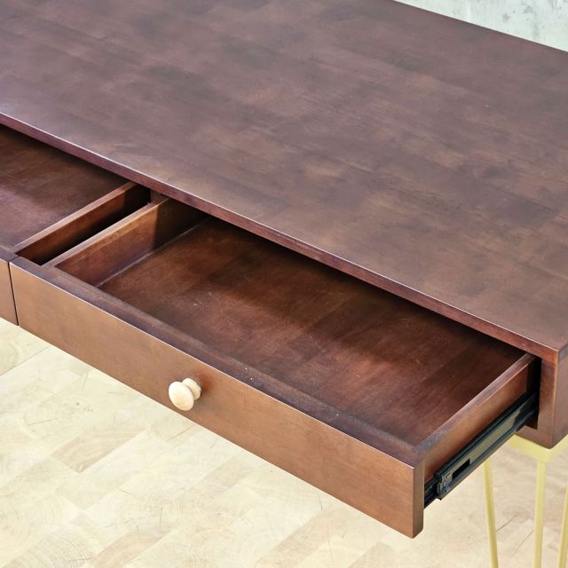 Bàn làm việc 2 hộc kéo 120x60cm gỗ cao su chân Hairpin BD68194