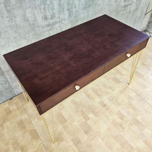 Bàn làm việc 2 hộc kéo 120x60cm gỗ cao su chân Hairpin BD68194
