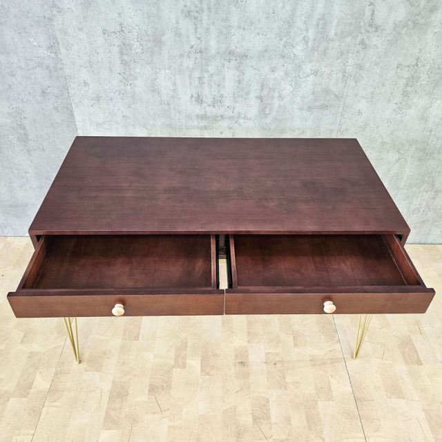 Bàn làm việc 2 hộc kéo 120x60cm gỗ cao su chân Hairpin BD68194