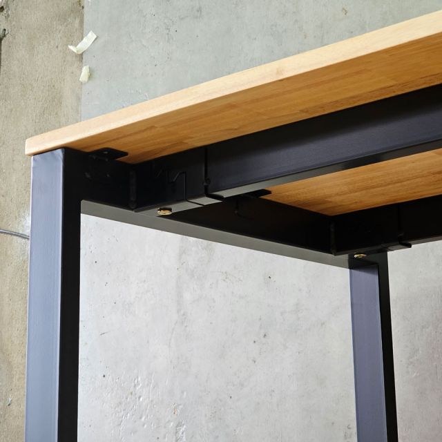 Bàn cụm 2 chỗ có tủ 240x60cm gỗ cao su hệ Rectang HBRT094