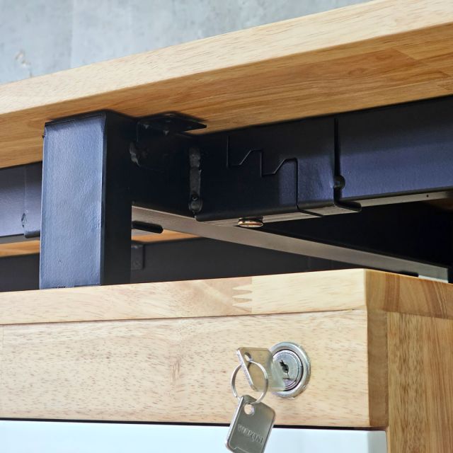 Bàn cụm 2 chỗ có tủ 240x60cm gỗ cao su hệ Rectang HBRT094