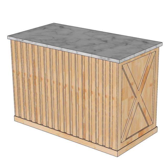 Bàn đảo bếp 120x61x85cm mặt đá gỗ cao su KISL014